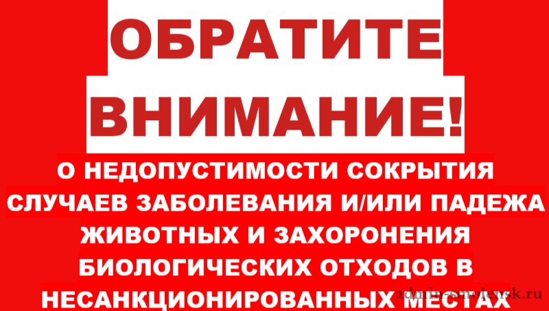 О недопустимости сокрытия случаев заболевания и/или падежа животных и захоронения биологических отходов  в несанкционированных местах